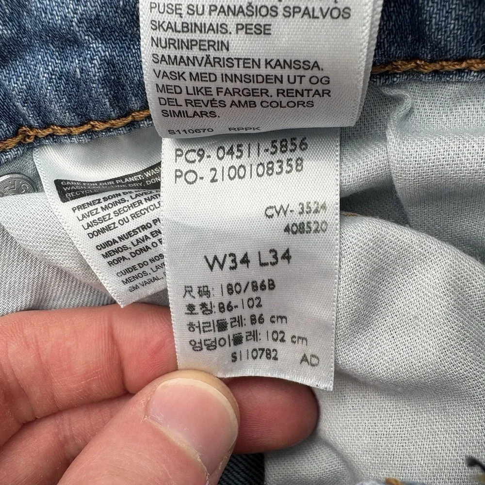 Levis 511 Slim Fit Jeans Mens 34x34 Blue Wash Cotton Stretch Denim Pants